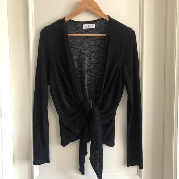 VELVET by Graham & Spencer Cardigan Ballet Tie Wrap Black Small - Picture 4 of 9